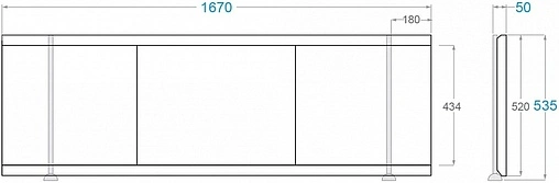 Экран для ванны фронтальный Alavann Crystal 170 белый 1707