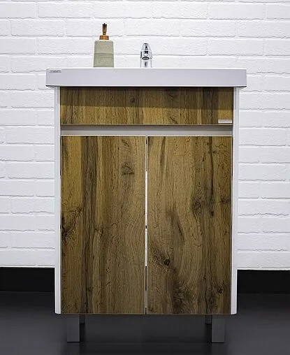 Тумба под умывальник напольный Домино Uno 60 дуб вотан/белый DU1506T