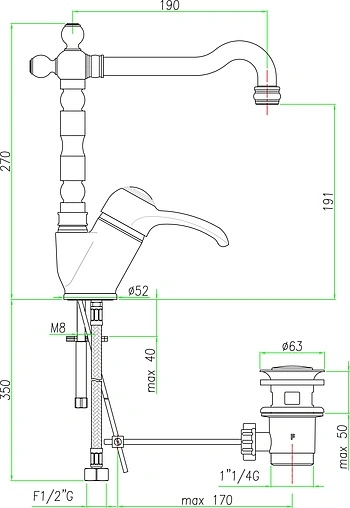 Смеситель для раковины Fiore Jafar хром 47CR2245