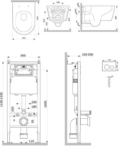 Комплект 6 в 1 Am.Pm Func FlashClean IS90151.8F1701 с кнопкой хром глянцевый