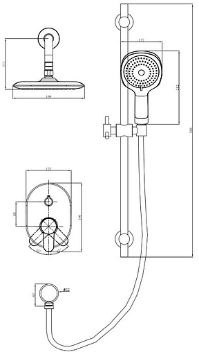 Душевая система со смесителем для душа D&K Rhein.Marx хром DA1395601