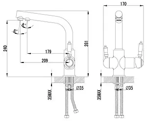 Смеситель для кухни с подключением к фильтру Lemark Villa бронза/белый LM4861B, 2