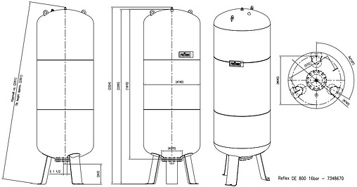 Гидроаккумулятор Reflex DE 800л 16 бар 7348670