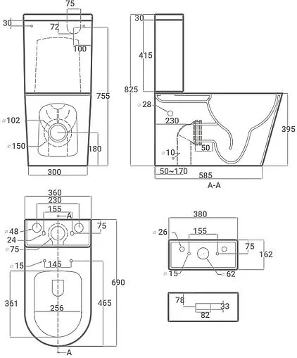 Унитаз-компакт безободковый Hansmann keramik Round белый УНИ0006