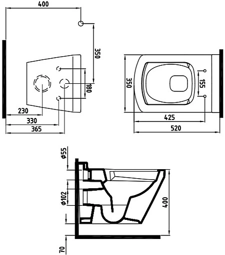 Унитаз подвесной безободковый Bien Neptun белый NPKA052N1VP0W3000