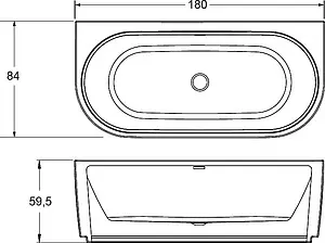 Ванна акриловая Riho DESIRE WALL MOUNTED 180x84 B089001005, 2