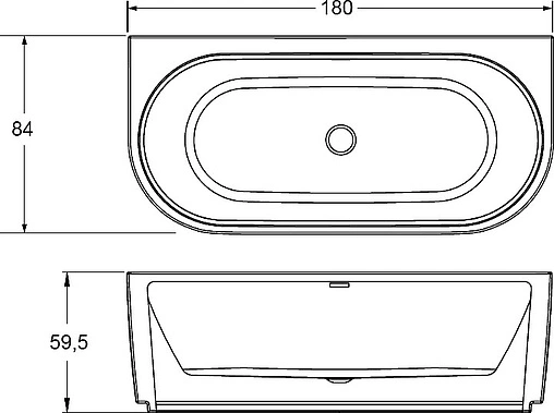 Ванна акриловая Riho DESIRE WALL MOUNTED 180x84 B089001005