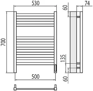 Полотенцесушитель электрический лесенка Terminus Енисей П9 500х700 электро sensor quick touch полированная сталь 4670078526281, 2
