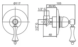 Смеситель для душа скрытого монтажа Cezares Margot бронза MARGOT-DIM-02-M, 3