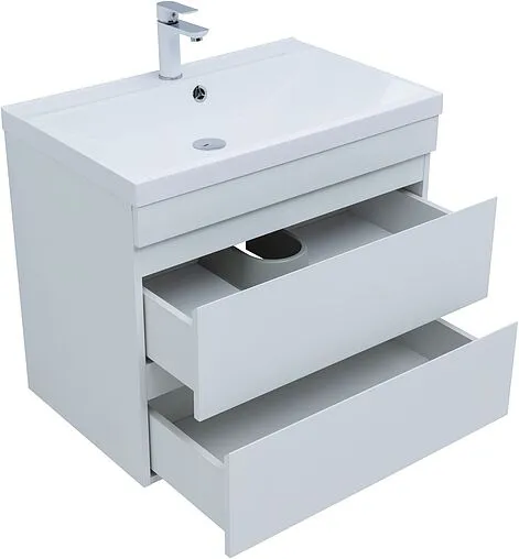 Тумба-умывальник подвесная Aquanet Нота New 75 белый глянец 00335418+00281221