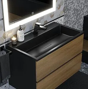 Тумба-умывальник подвесная Uperwood Barsa 80 дуб сонома/чёрный матовый 293020541, 5