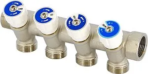 Коллектор регулирующий проходной 4 отвода ¾"в/н x ¾"ек Uni-fitt 400N3341 Коллектор регулирующий проходной 4 отвода ¾"в/н x ¾"ек Uni-fitt 400N3341, 1