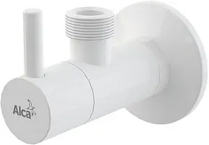 Кран шаровый угловой с фильтром ½&quot;н x ½&quot;н белый AlcaPlast ARV003B, 1