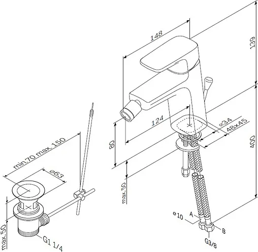 Смеситель для биде Am.Pm Jump хром F7283100 Смеситель для биде Am.Pm Jump хром F7283100