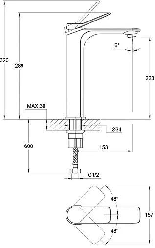 Смеситель для раковины Cersanit Odra хром 63054 Смеситель для раковины Cersanit Odra хром 63054