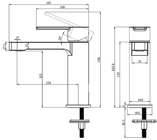 Смеситель для раковины Villeroy&amp;Boch Architectura хром TVW10300400061
