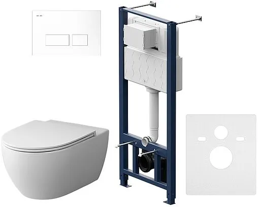 Комплект 6 в 1 Am.Pm Awe FlashClean IS47001.111700 с кнопкой белый глянцевый