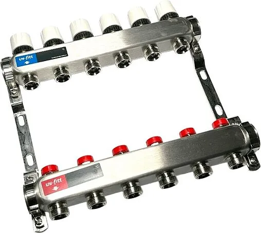 Группа коллекторная без расходомеров 6 отводов 1&quot;в/в x ¾&quot;ек Uni-fitt TECHNO 451W4306