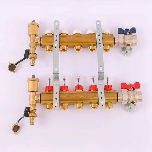 Группа коллекторная с расходомерами 5 отводов 1&quot;в/в x ¾&quot;ек Tiemme 3870001