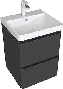 Тумба-умывальник подвесная Aquanet Эмбер 50 чёрный матовый 00330464+11050-KL, 1