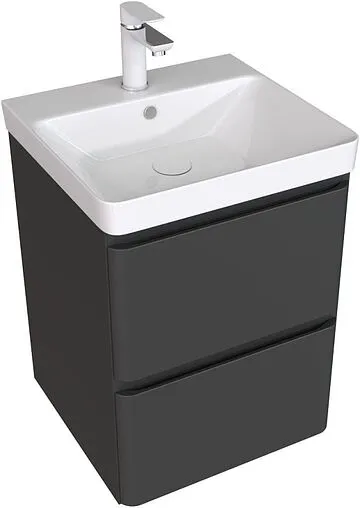 Тумба-умывальник подвесная Aquanet Эмбер 50 чёрный матовый 00330464+11050-KL