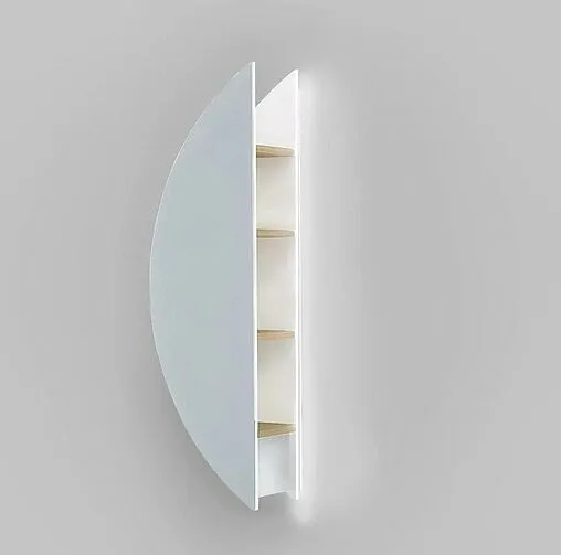 Зеркало с подсветкой и полками Jorno Solis new 34 белый/светлое дерево SolN.11.34/W/JR