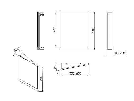 Зеркало Ravak 10° 65 L белый X000001076