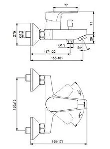 Комплект для ванны 3 в 1 Ideal Standard Esla хром BC264AA, 4
