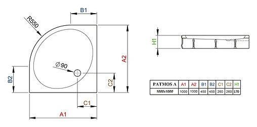 Поддон для душа Radaway Patmos A1000 4S11155-03