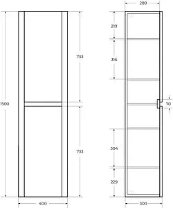 Шкаф-пенал подвесной Cezares Relax 40 дуб карамельный RELAX-1500-2A-SO-RC-P Шкаф-пенал подвесной Cezares Relax 40 дуб карамельный RELAX-1500-2A-SO-RC-P, 2