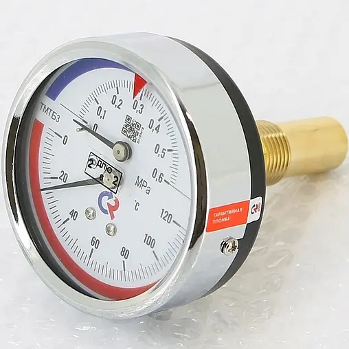 Термоманометр аксиальный Росма ТМТБ-31Т.1 80мм 6 бар 120°С гильза 46мм ½&quot; 00000002290