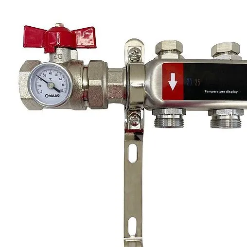 Группа коллекторная без расходомеров 5 отводов 1&quot;в/в x ¾&quot;ек WAAG WG.588.0605.F