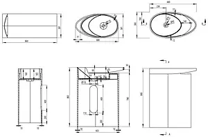 Раковина Aquanet Ellipse V25 68 белый матовый 00198951, 2