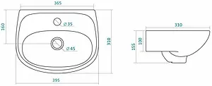 Раковина Santek Анимо 40 белый 1WH110490 Раковина Santek Анимо 40 белый 1WH110490, 2