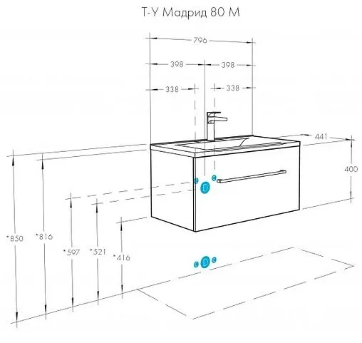 Тумба-умывальник подвесная Aquaton Мадрид 80 M белый 1A1268K7MA010