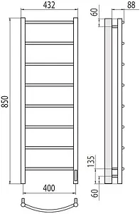 Полотенцесушитель электрический лесенка Terminus Классик П8 400х850 электро quick touch полированная сталь 4670078531346 Полотенцесушитель электрический лесенка Terminus Классик П8 400х850 электро quick touch полированная сталь 4670078531346, 2