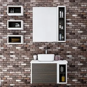 Тумба-умывальник подвесная Aquaton Брук 80 (60+20) дуб феррара/белый, 2