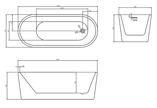 Ванна акриловая отдельностоящая Abber 175x70 AB9272-1.7
