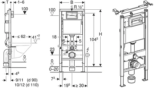 Комплект 5 в 1 Geberit Renova Rimfree 500.103.DW.R с кнопкой Delta 51 115.105.DW.1 черный глянцевый Комплект 5 в 1 Geberit Renova Rimfree 500.103.DW.R с кнопкой Delta 51 115.105.DW.1 черный глянцевый