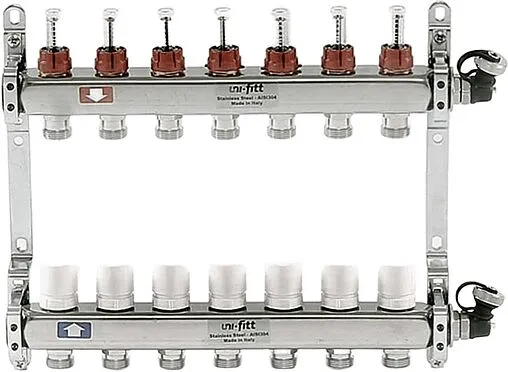 Группа коллекторная с расходомерами 7 отводов 1&quot;в/в x ¾&quot;ек Uni-fitt 450I4307