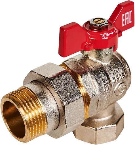 Кран шаровый с американкой угловой 1&quot;в x 1&quot;н Rommer ГОСТ Р 59553-2021 RBV-0006-2610225