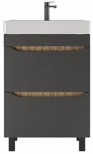 Тумба-умывальник напольная Домино Bruno 60 графит/дуб вотан DBr2901T+4607152361674