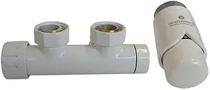 Узел нижнего подключения радиатора терморегулирующий угловой левый М22x1.5 x ¾"ек (½"н) Schlosser Duo-Plex белый 602100003, 3