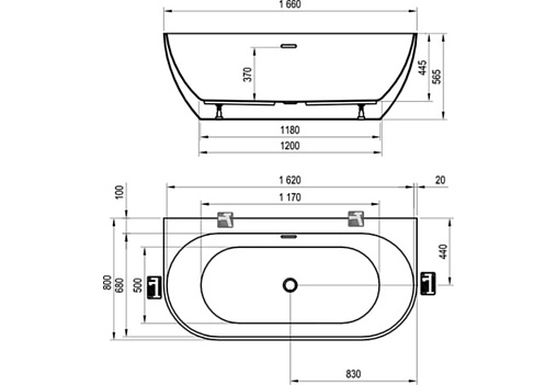 Ванна акриловая Ravak FREEDOM W 166x80 XC00100024