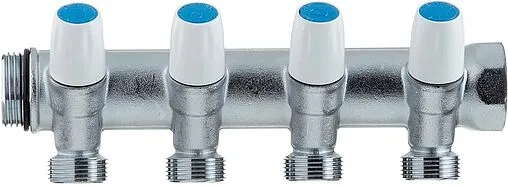 Коллектор регулирующий проходной 4 отвода 1&quot;в/н x ¾&quot;ек Tiemme MAXIMA 1860019