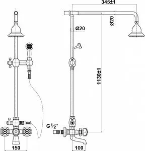 Душевая система со смесителем для ванны Timo Nelson бронза/белый SX-1190 antique Душевая система со смесителем для ванны Timo Nelson бронза/белый SX-1190 antique, 2