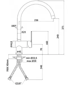 Смеситель для кухни Paffoni Light чёрный матовый LIG280NO Смеситель для кухни Paffoni Light чёрный матовый LIG280NO, 2