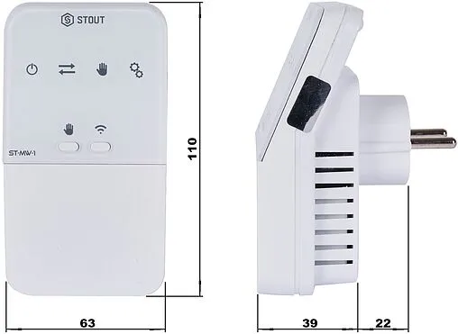Беспроводной электрический исполнительный модуль 230В 1А Stout MW-1 белый STE-0101-100001