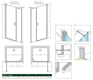 Дверь в нишу 1000мм прозрачное стекло Radaway NES 8 DWS I 100 L 10078100-01-01L+10078111-01-01, 2