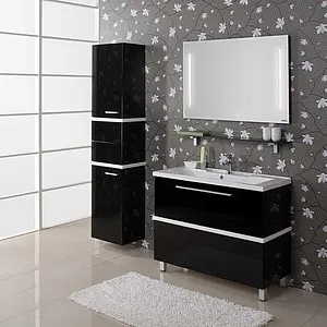 Шкаф-пенал подвесной Aquaton Турин 40 чёрный с белой панелью 1A118003TU950 Шкаф-пенал подвесной Aquaton Турин 40 чёрный с белой панелью 1A118003TU950, 2